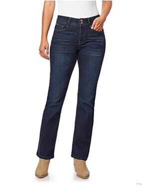 Women's Curvy Bootcut Jeans Mid Rise Stretch Cotton Blend